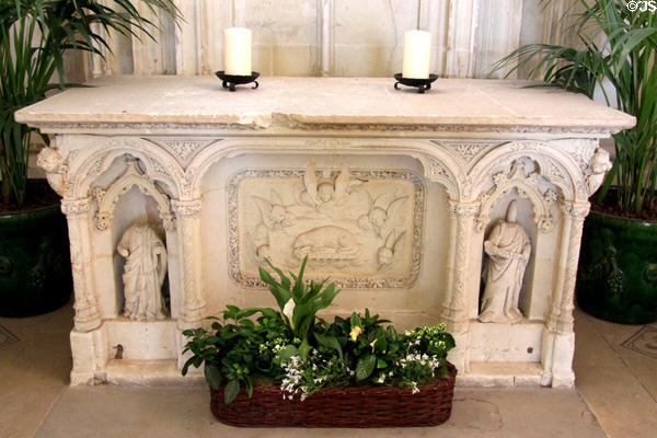 Altar in St Hubert's Chapel at Chateau Royal of Amboise. Amboise, France.