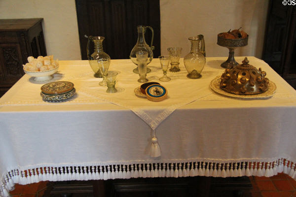 King's table where drinks were served in Cupbearer's Room in Royal Lodge at Chateau Royal of Amboise. Amboise, France.