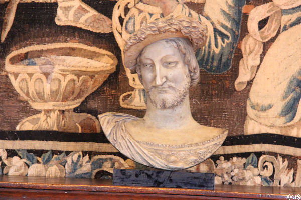 Bust of François I in Cupbearer's Room in Royal Lodge at Chateau Royal of Amboise. Amboise, France.