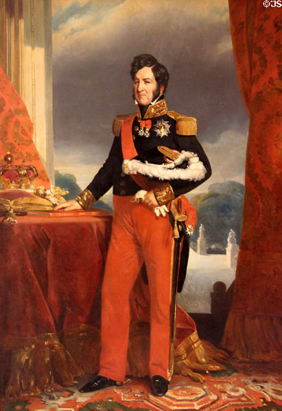 Portrait of King Louis-Philippe I painting in Orléans bedroom in Royal Lodge at Chateau Royal of Amboise. Amboise, France.