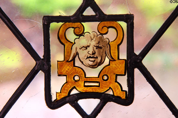 Painted with leaded glass window at Château de Clos Lucé. Amboise, France.