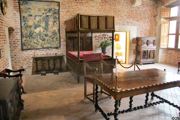 Bedroom of Marguerite de Navarre, elder sister of François I, at Château de Clos Lucé. Amboise, France.