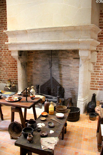 Pigment preparation work bench in da Vinci workshops at Château de Clos Lucé. Amboise, France.
