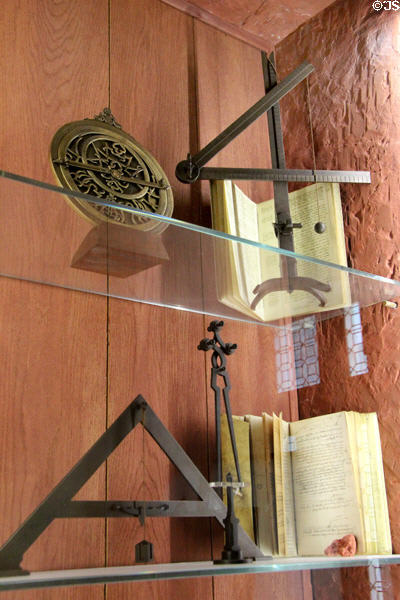 Measuring instruments in Da Vinci workshops at Château de Clos Lucé. Amboise, France.