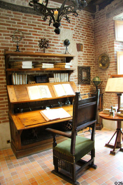 Writing shelves in Da Vinci's workshops at Château de Clos Lucé. Amboise, France.