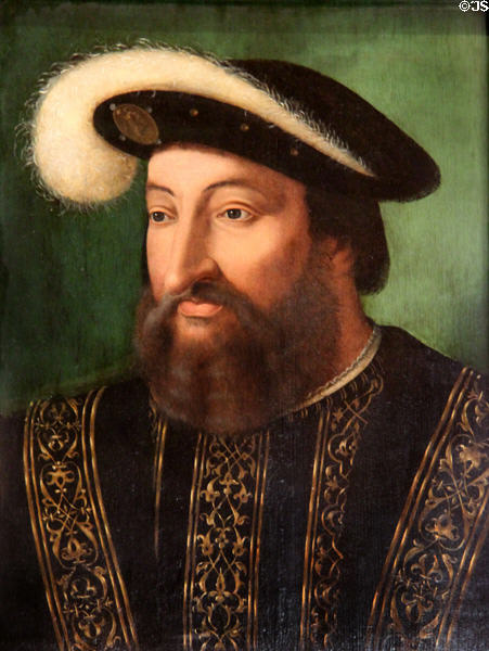 Portrait of François I painting (late 16th-early 17thC) in Château d'Azay-le-Rideau. Azay-le-Rideau, France.