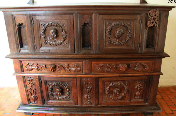 Carved chest in Château d'Azay-le-Rideau. Azay-le-Rideau, France.