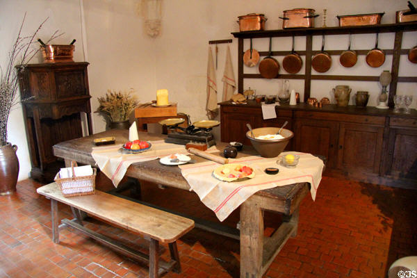 Kitchen at Château d'Azay-le-Rideau. Azay-le-Rideau, France.