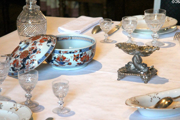 Place setting & serving dish in dining room at Château d'Azay-le-Rideau. Azay-le-Rideau, France.