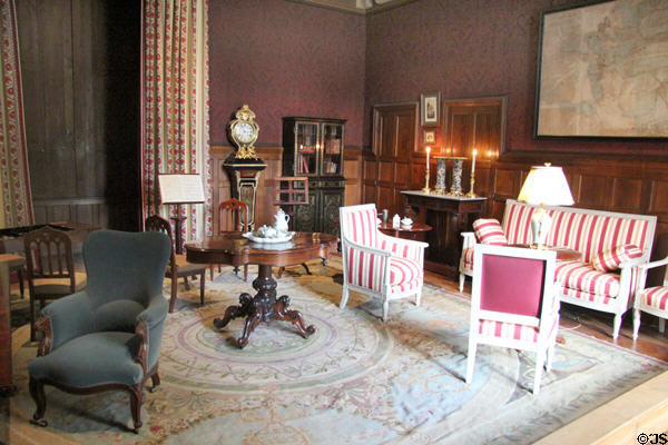Sitting area in Salon-Library at Château d'Azay-le-Rideau. Azay-le-Rideau, France.