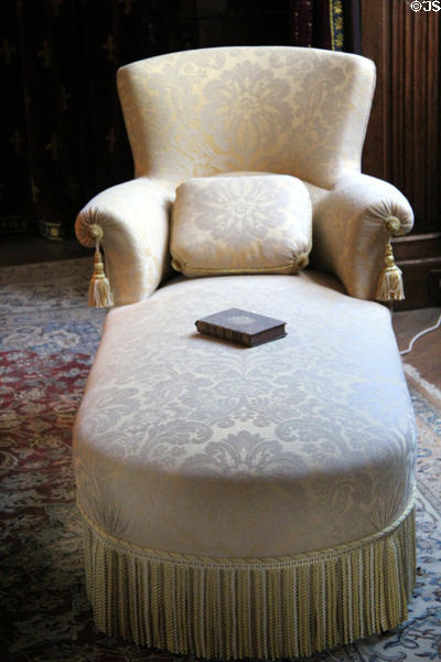 Chaise lounge in Biencourt Salon at Château d'Azay-le-Rideau. Azay-le-Rideau, France.