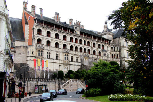 Royal lodgings of Blois Chateau above Place Victor Hugo. Blois, France.