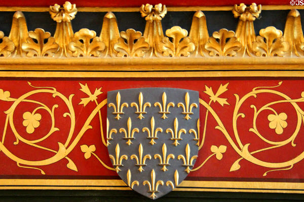 NeoGothic fireplace surround (c1866) in Estates General Room at Blois Chateau. Blois, France.