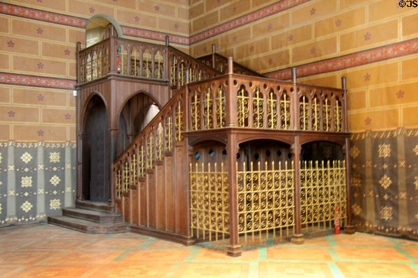 NeoGothic staircase (c1866) in Estates General Room at Blois Chateau. Blois, France.