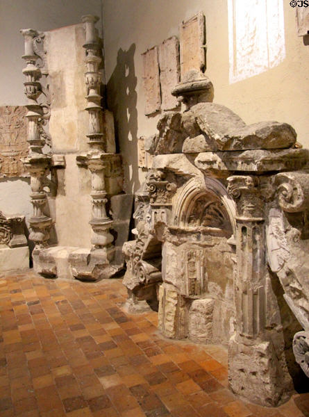 Since replaced stonework in architecture gallery at Blois Chateau. Blois, France.