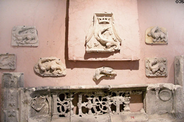 Salamander carvings from Blois symbolic of King François I salvaged at Blois Chateau. Blois, France.