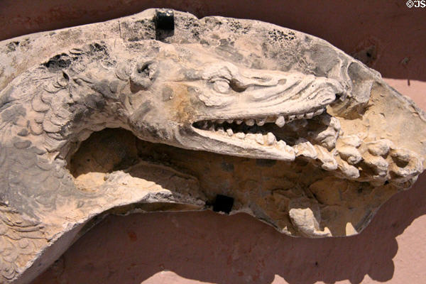 Salamander head carving from Blois symbolic of King François I salvaged at Blois Chateau. Blois, France.