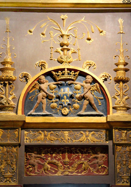 Renaissance wall decoration in François I Renaissance wing at Blois Chateau. Blois, France.