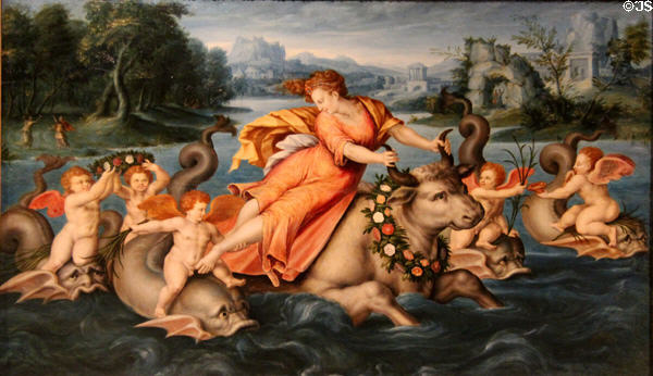 Abduction of Europe painting (c1570) by Jean Cousin son in Valois Room at Blois Chateau. Blois, France.
