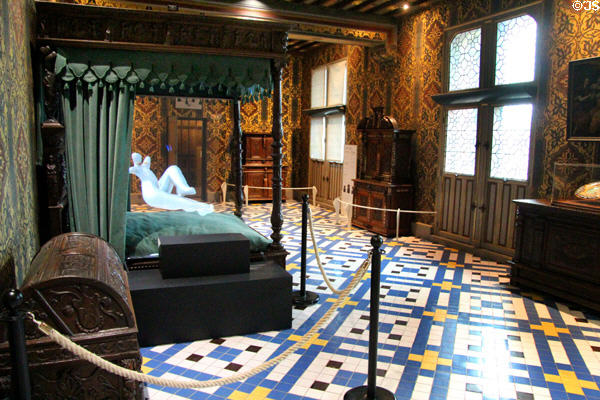 Queen's chamber where custom says Catherine de Medici died in 1589 at Blois Chateau. Blois, France.