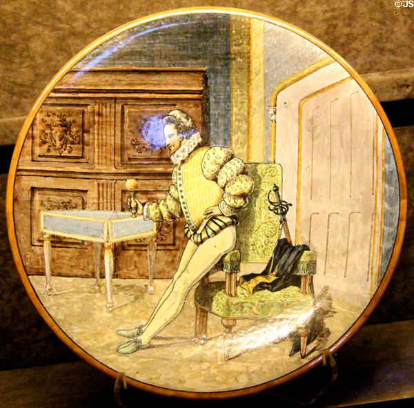 Plate with cup-and-ball player (1880) by Ulysse Besnard at Blois Chateau. Blois, France.
