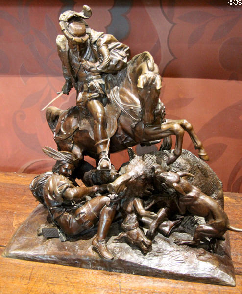 François I hunting wild boar bronze sculpture (1843) Théodore Gechter by at Blois Chateau. Blois, France.