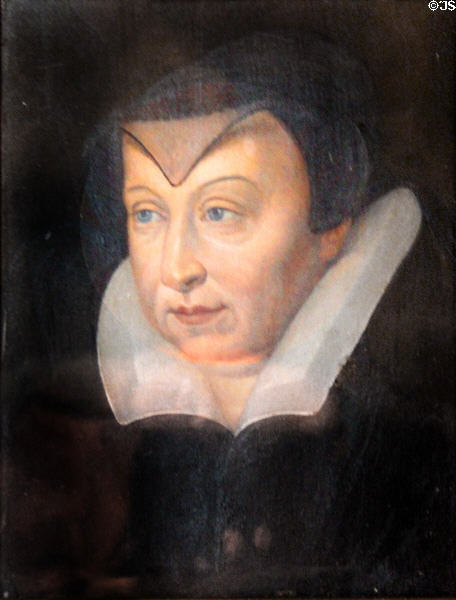Catherine de Medici (wife of Henri II) portrait (1901) by Henri Sauvage at Blois Chateau. Blois, France.