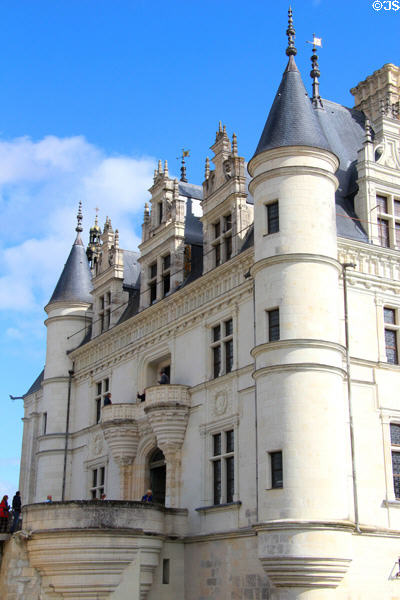 Entrance facade of Chenonceau Chateau. Chenonceau, France.