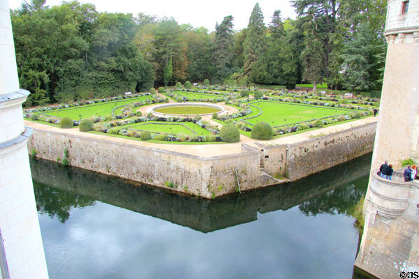 Catherine de Medici's garden at Chenonceau Chateau. Chenonceau, France.