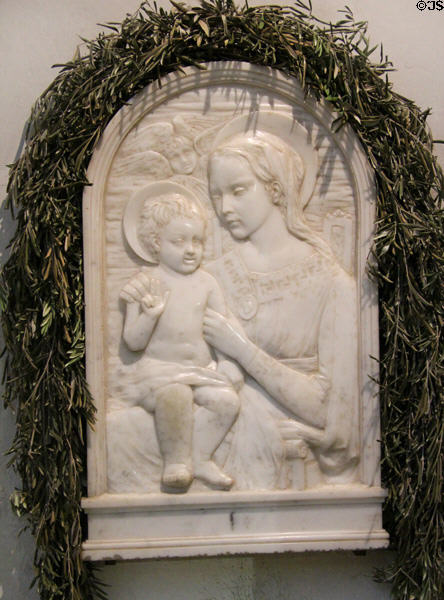 Marble Madonna & Child by Mino da Fiesole in Chapel at Chenonceau Chateau. Chenonceau, France.