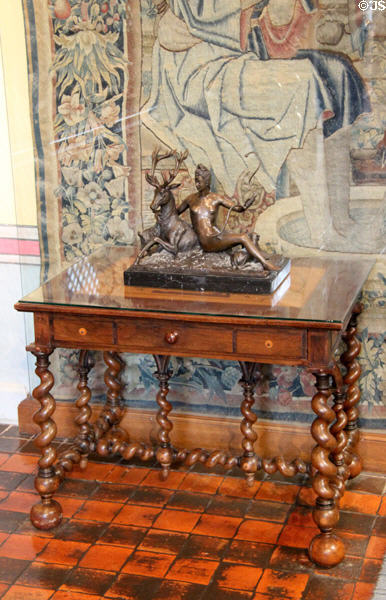 Bronze statue of Diane d'Anet (19thC) in Diane de Poitiers' bedroom placed to remind of Henri II's mistress at Chenonceau Chateau. Chenonceau, France.