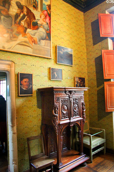 Catherine de' Medici's Green Study at Chenonceau Chateau. Chenonceau, France.