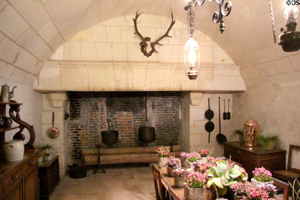 Staff eating area in kitchen at Chenonceau Chateau. Chenonceau, France.