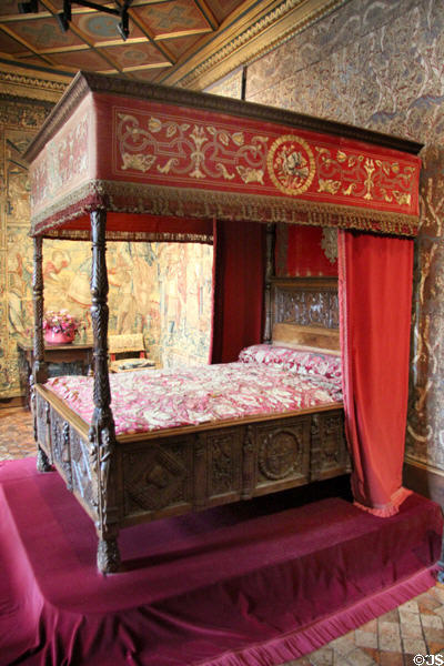 Catherine de Medici's bedroom at Chenonceau Chateau. Chenonceau, France.