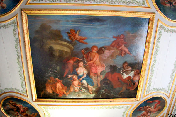 Baroque ceiling painting at Chenonceau Chateau. Chenonceau, France.