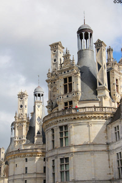Towers of Chambord Chateau. Chambord, France.