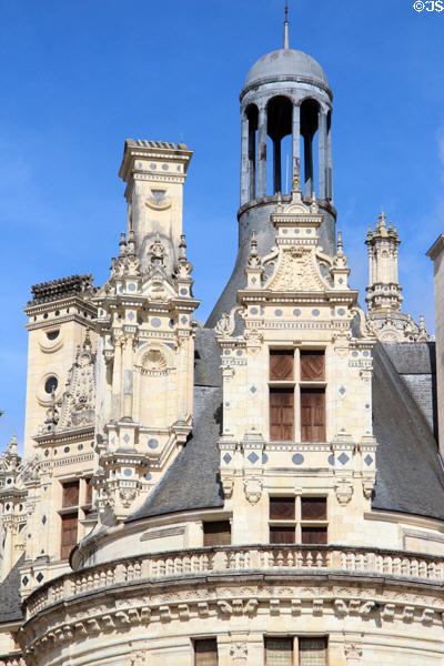 Renaissance details of Chambord Chateau. Chambord, France.