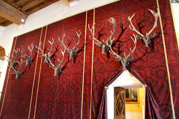 Main floor room serves as reminder that Chambord Chateau was built as hunting lodge for François I. Chambord, France.