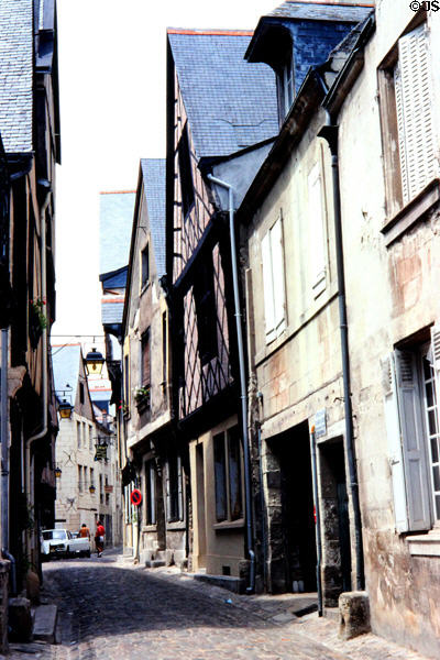 Narrow streets of old town Chinon. Chinon, France.