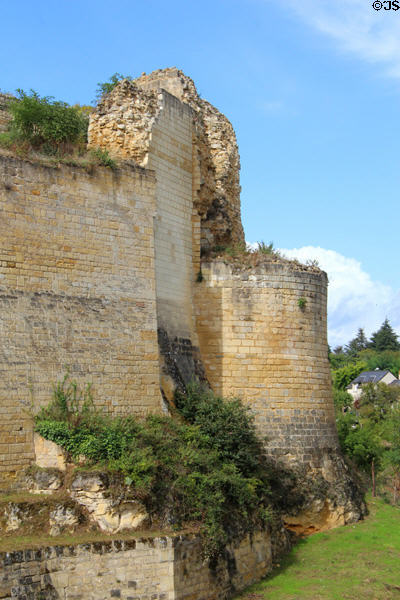 Walls & moat at Château de Chinon. Chinon, France.