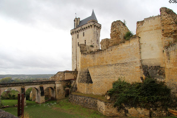 Walls & moat at Château de Chinon. Chinon, France.