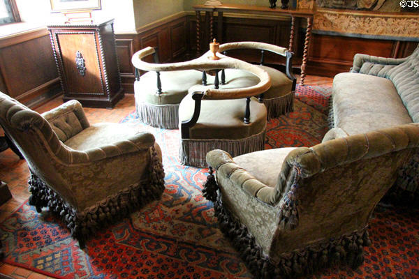 Three seat (era of Napoleon III) chair in library at Chaumont-Sur-Loire. France.