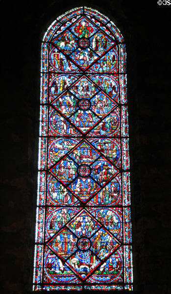 Joseph the Patriarch Biblical stories stained glass window at Chartres Cathedral. Chartres, France.