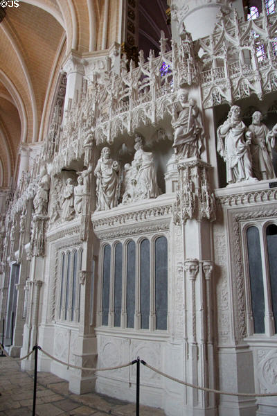 Carved ambulatory choir screen (16th-18thC) at Chartres Cathedral. Chartres, France.