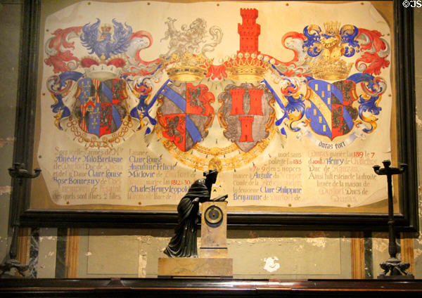 Family crests & tree of Duke of Duras at Chateau D'Ussé. Ussé, France.