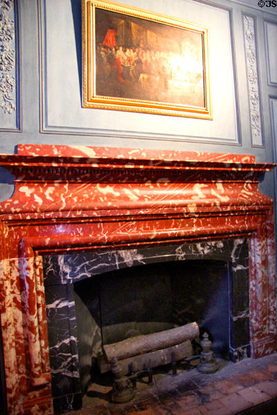 Salon Vauban fireplace at Chateau D'Ussé. Ussé, France.