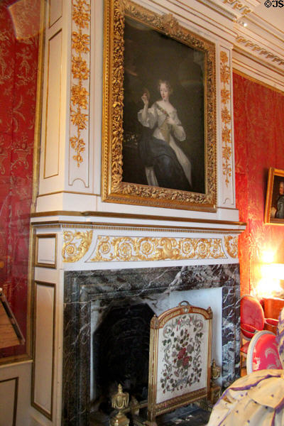 Portrait of Mlle. de Blois, Princess de Conti over fireplace in King's bedroom at Chateau D'Ussé. Ussé, France.