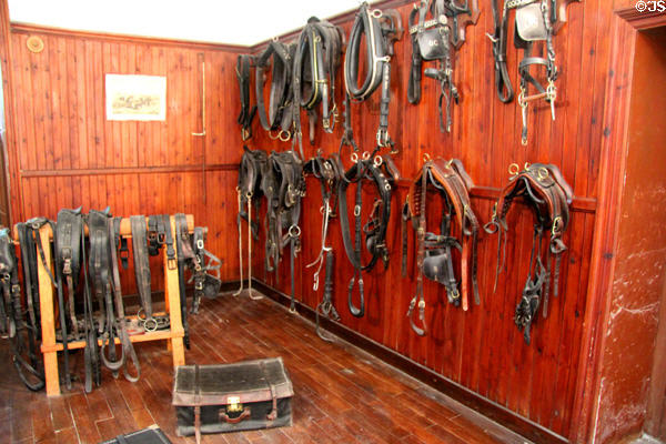 Horse tack in stables at Chateau D'Ussé. Ussé, France.