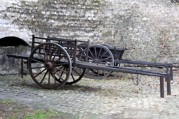 Freight carts in stables at Chateau D'Ussé. Ussé, France.