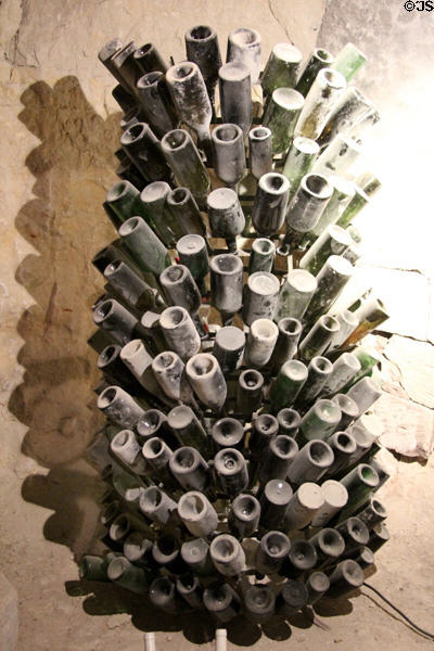 Antique wine bottles at Chateau D'Ussé. Ussé, France.